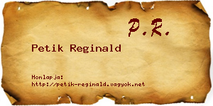 Petik Reginald névjegykártya